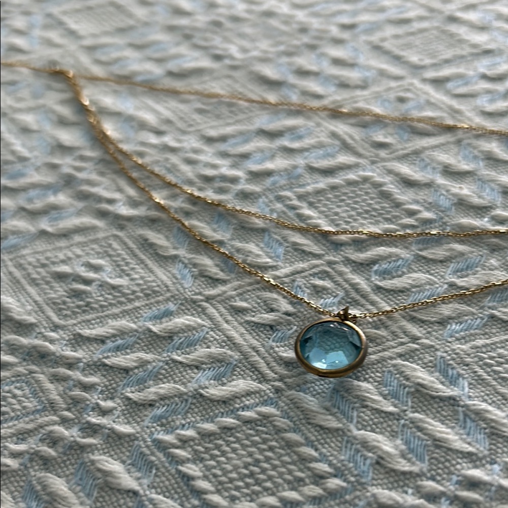 14k GOLD. Made in Italy. 3 Tier strand 14k Gold Necklace. Aqua Charm excluded - Picture 9 of 9